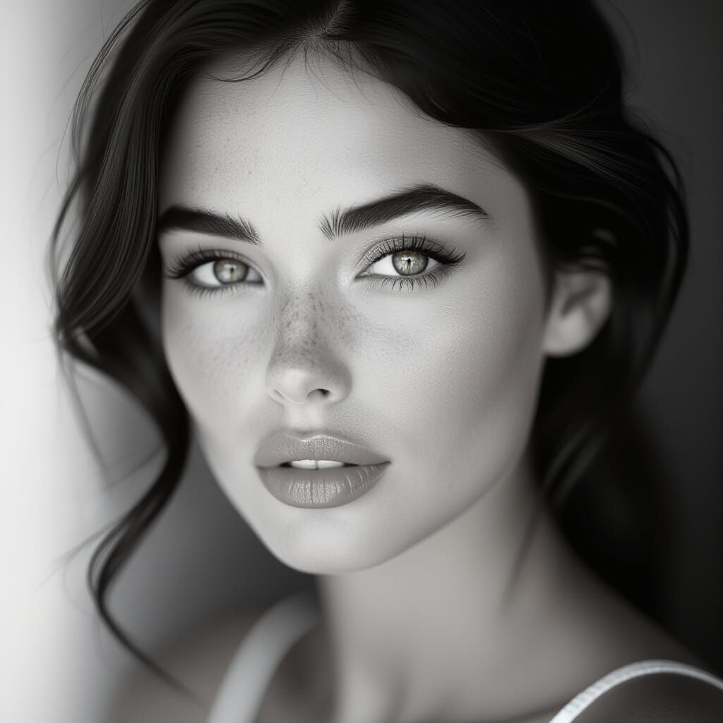 Analog Black and White Portrait of a Sensual Young Woman