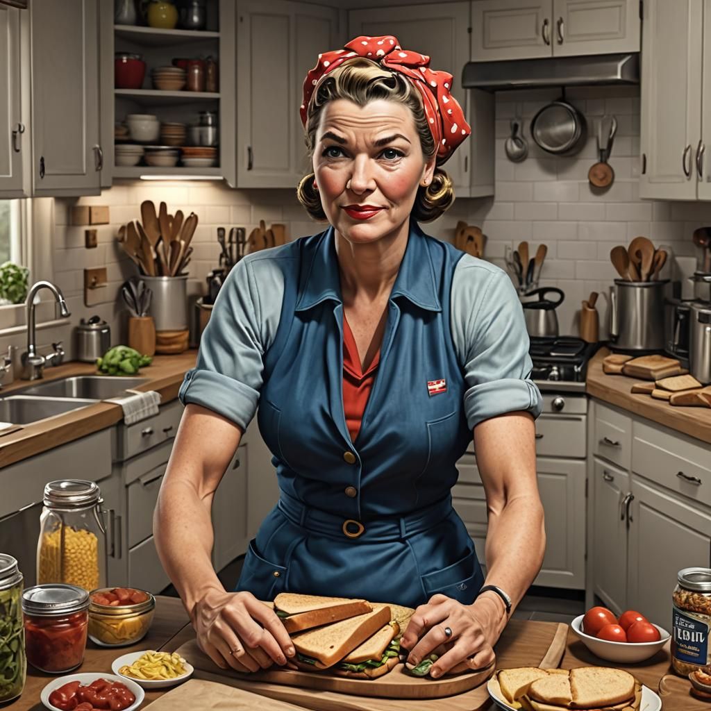 Rosie the Riveter as Housewife in 3D