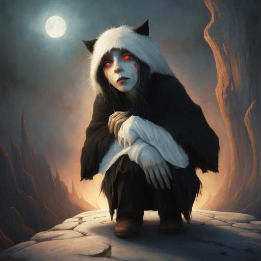 Melancholy Scene of Despair in Symbolic Style