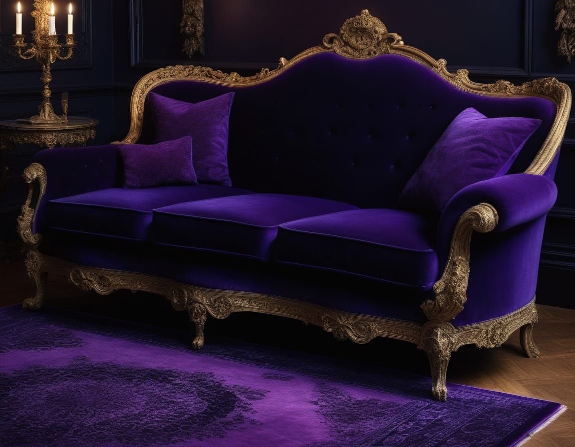 Stunning Beautiful gothic victorian purple sofa with in a be...