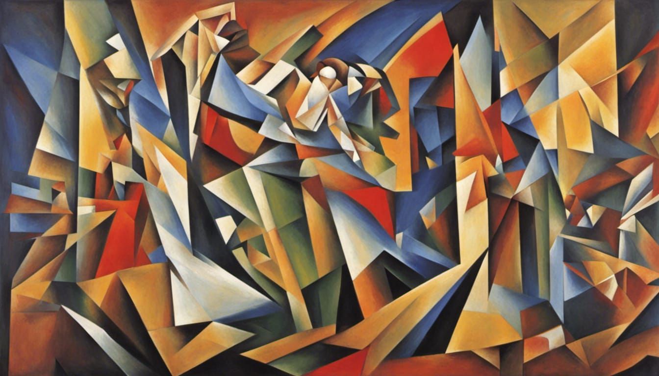 Abstract Cubist Battlefield Portrait in Euclidean Style