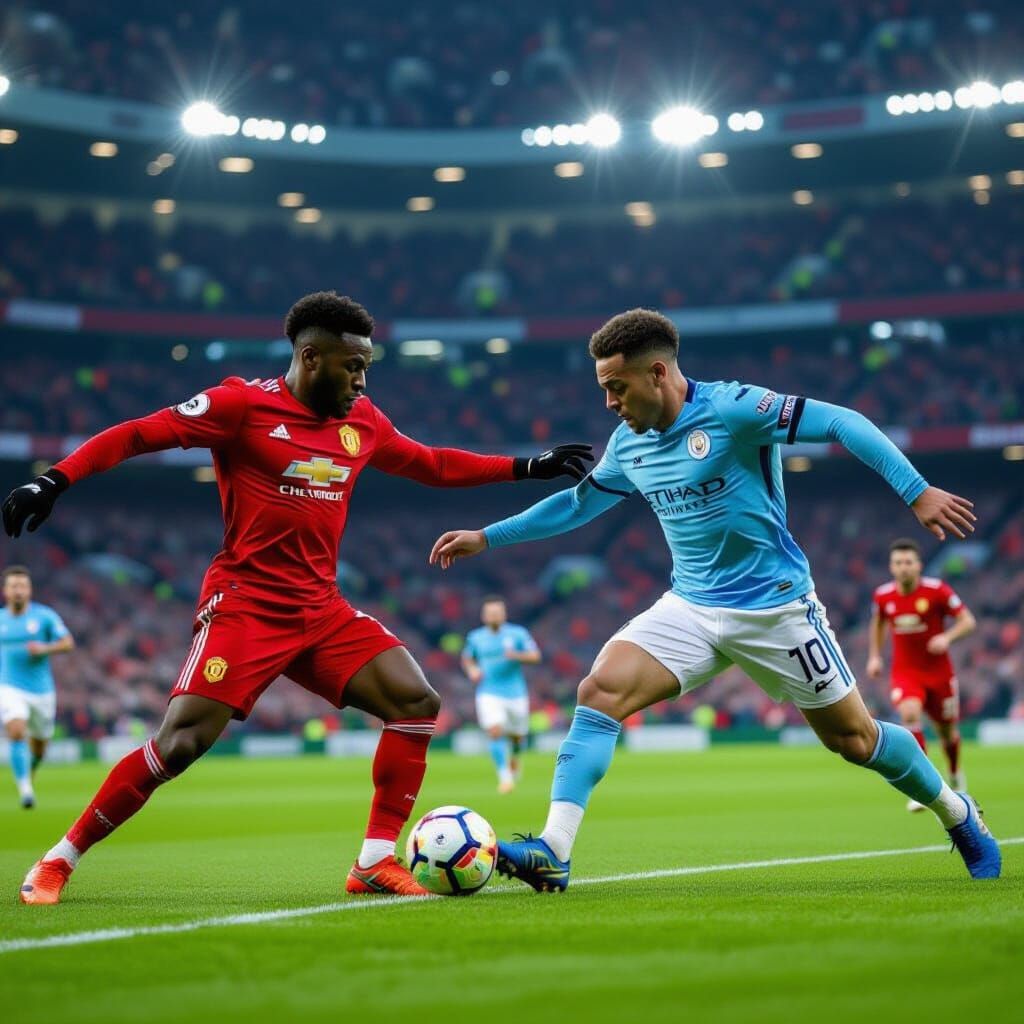 Intense Man Utd vs Man City Premier League Match