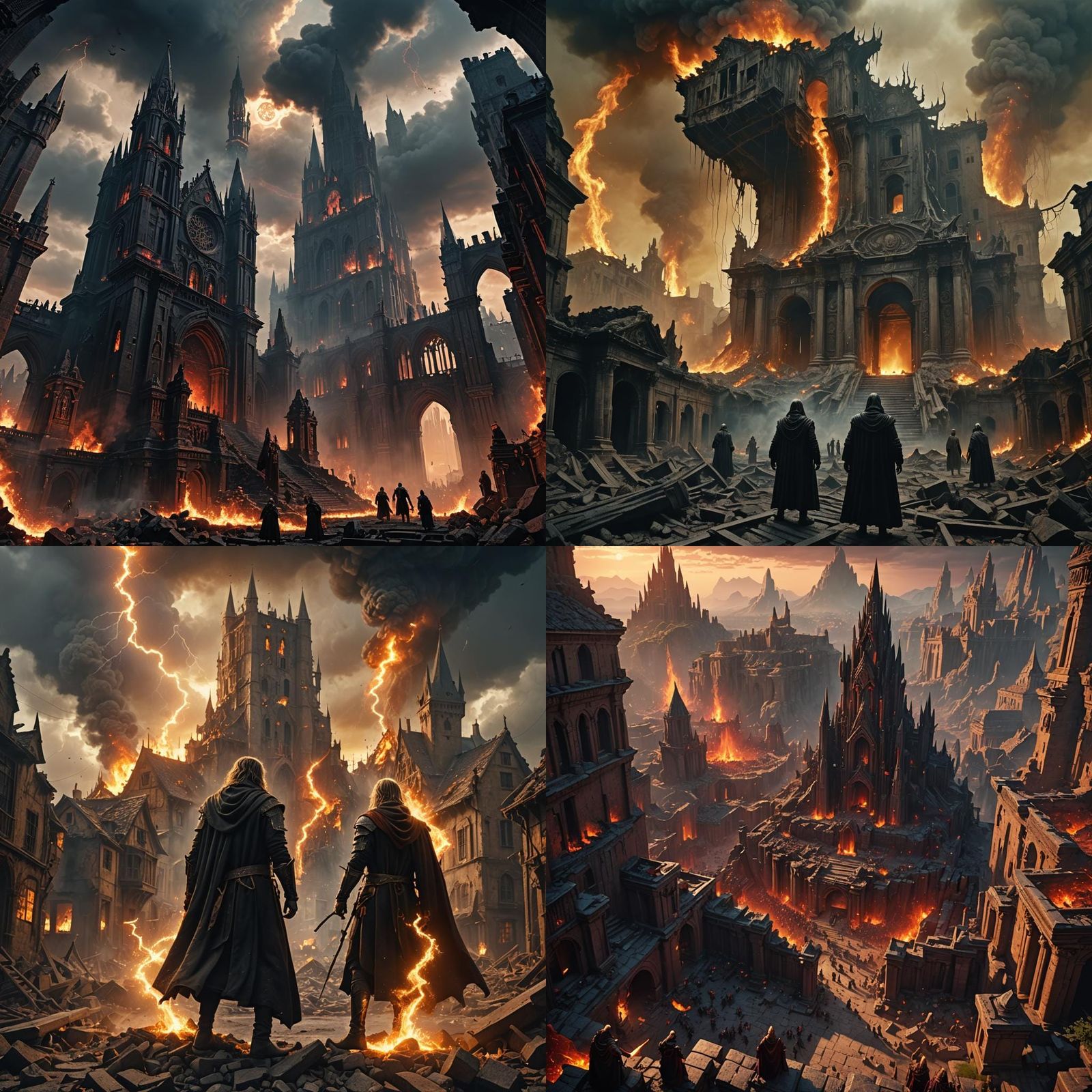 Epic Warlocks Cause Destruction in Digital Painting