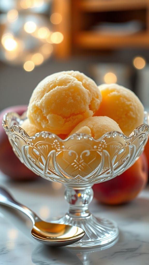 Retro Peach Sorbet in Sparkling Crystal Bowl