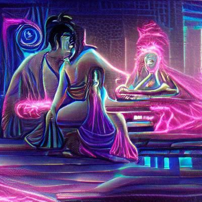 Synthwave Sorcerer Hypnotizes Courtesan