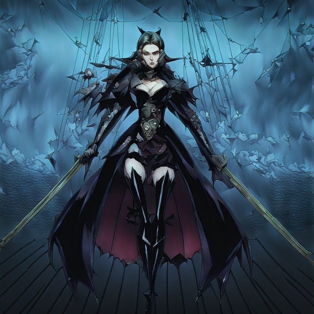 Immortal Vampire Pirate Queen on Flagship, Anime Style
