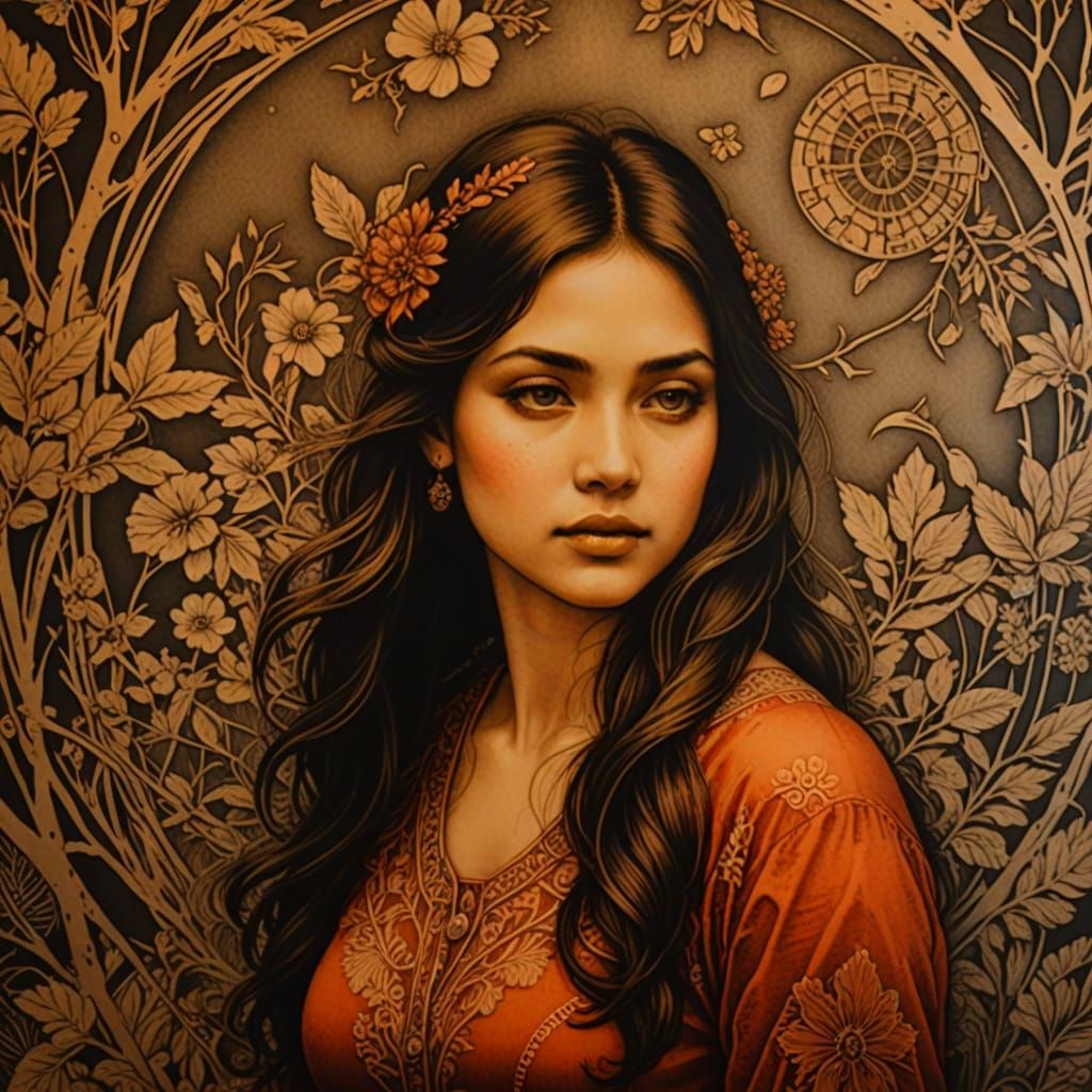 Detailed Etched Illustration