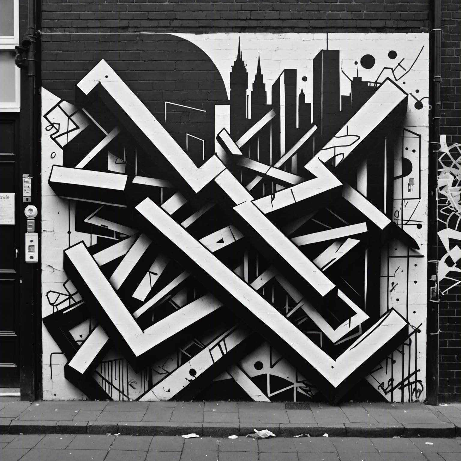 Black and White Surrealism: Banksy-style Graffiti Art