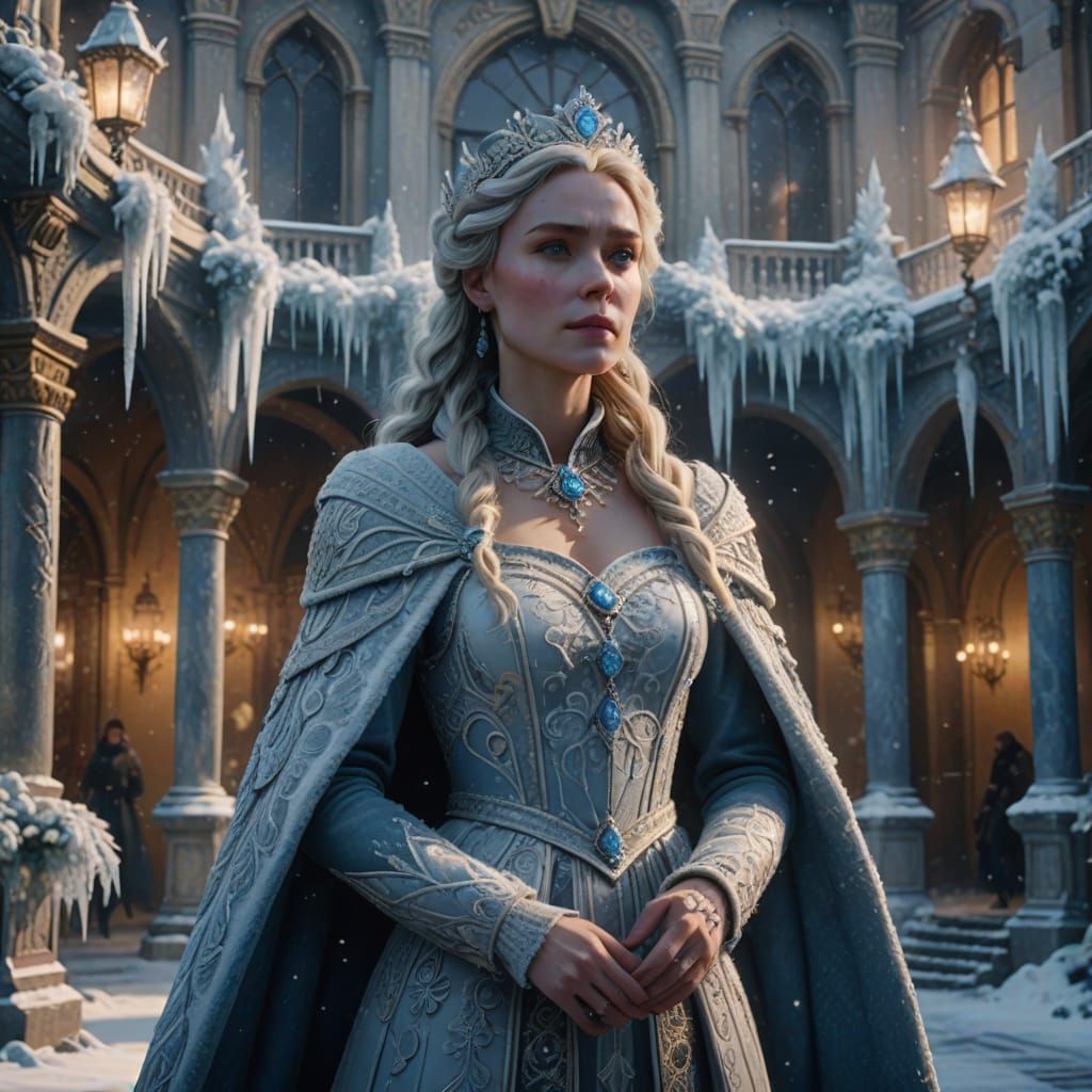 Ice Queen in Winter Palace Courtyard
