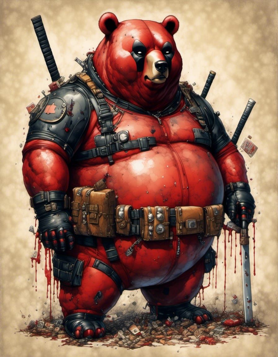 Obese Bear Deadpool Portrait