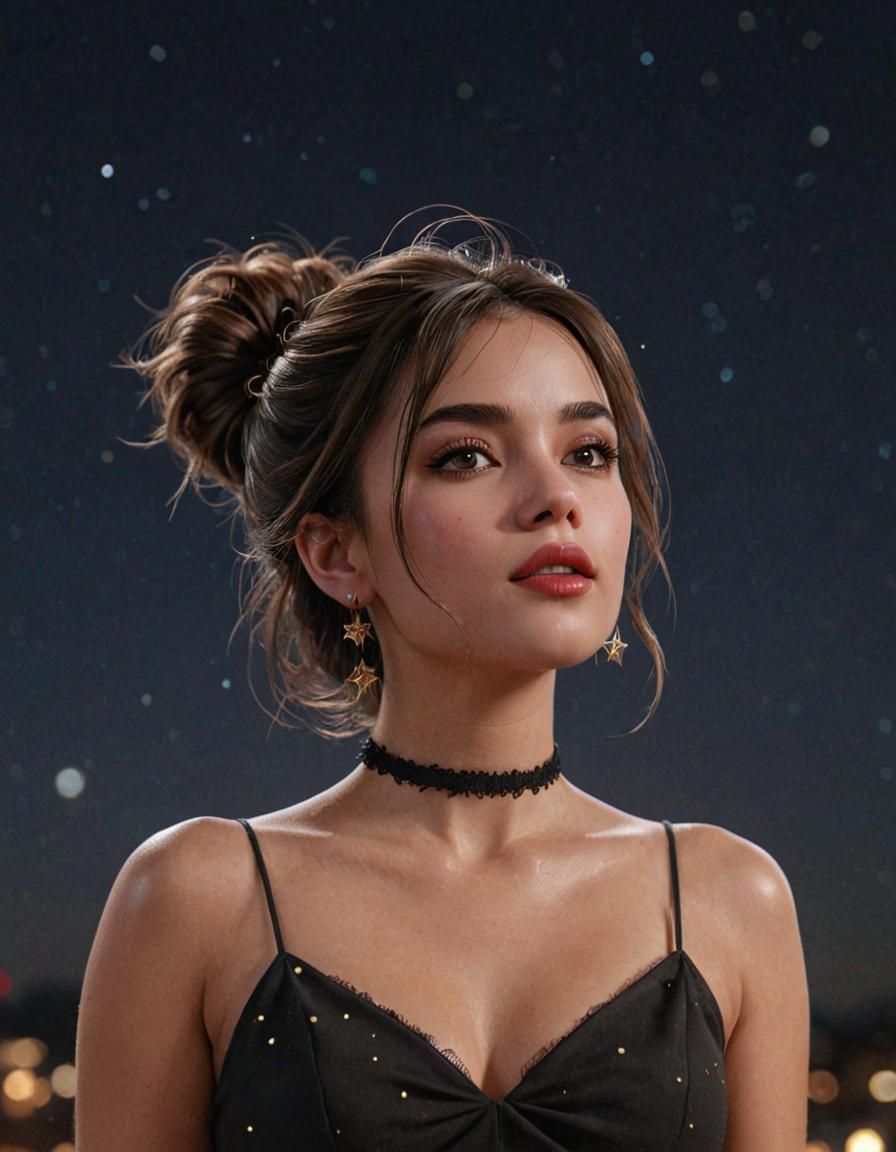Beautiful Woman in Starry Night: 3D Game Cinematic