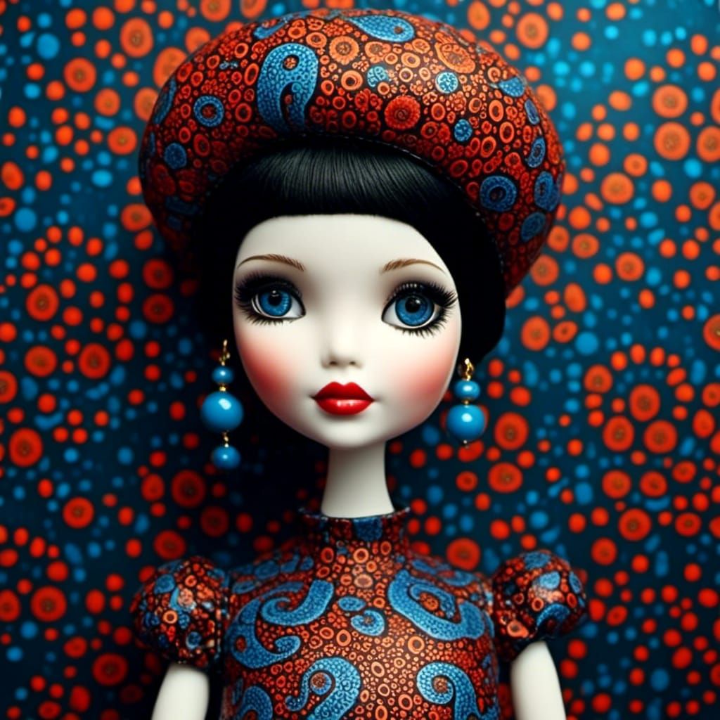 Porcelain Doll in Etched Leather Dress