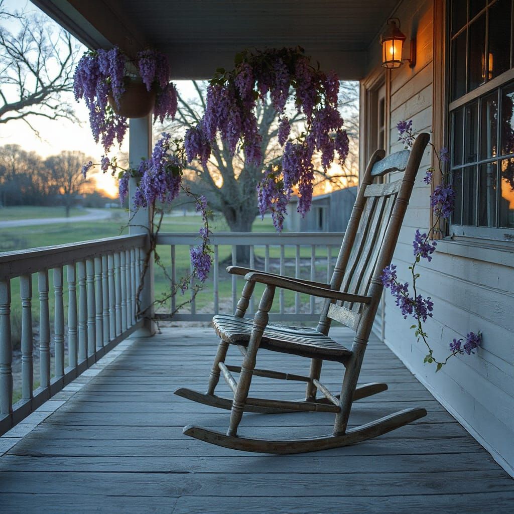 Twilight Rocking Chair on Abandoned Porch