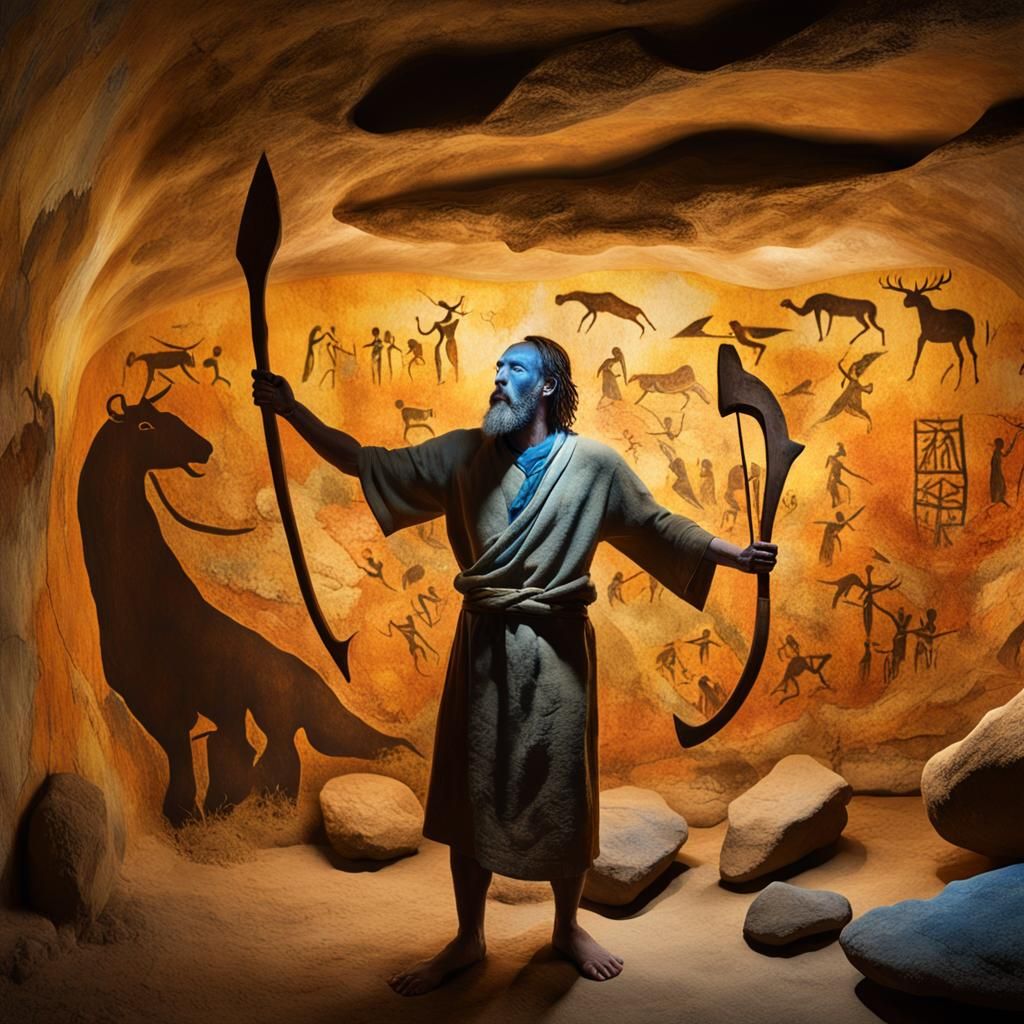 Neolithic Cave Mural with Mystic Energy in 8K