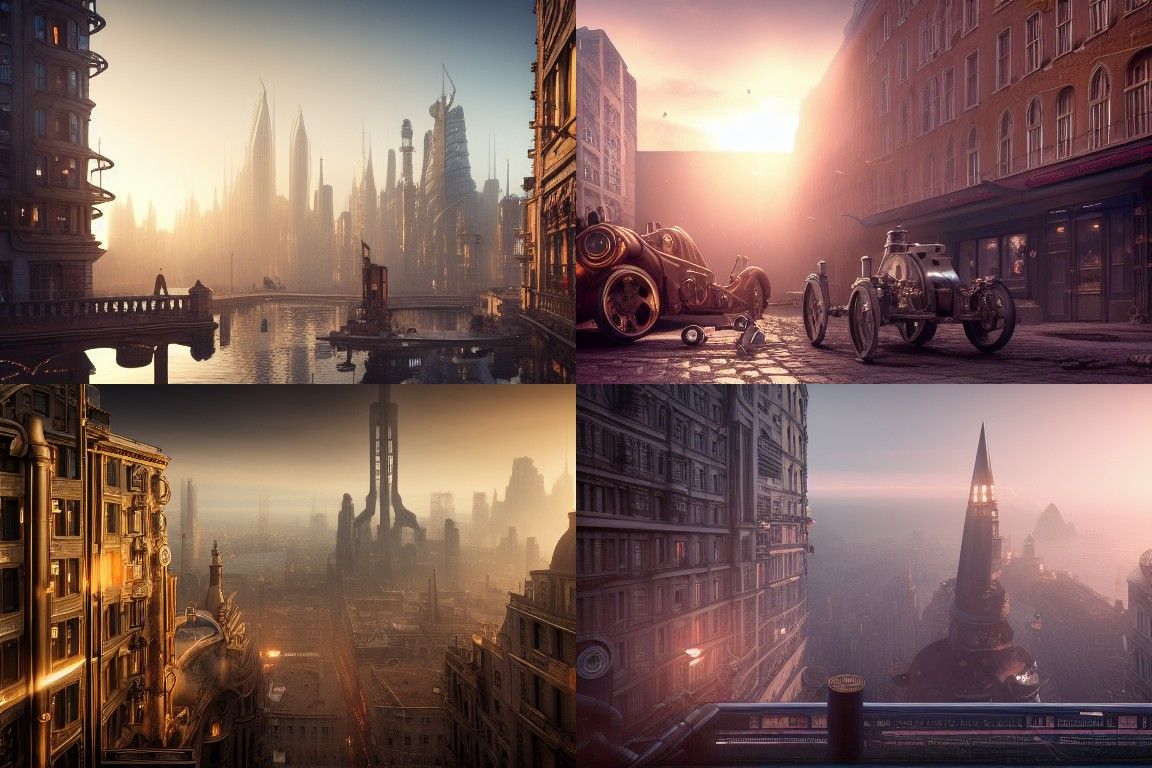 Steampunk Cityscape in Dramatic Cinematic Style