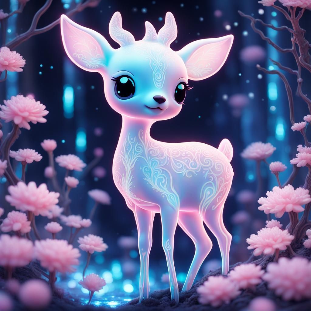 Holographic Chibi Fawn in Stardust Wonderland
