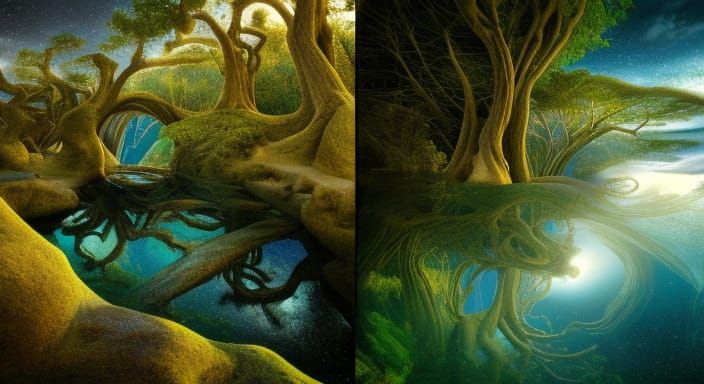 Surreal Goddess Blending Nature and Technology