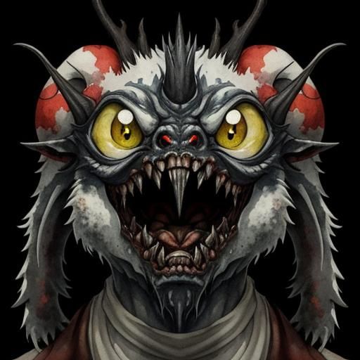 Mischievous One-Eyed Monster in Watercolor Style