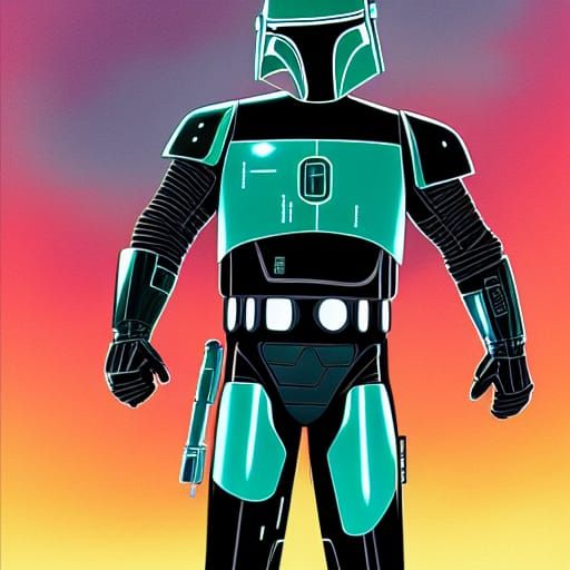 Tron Boba Fett in Comic Book Style