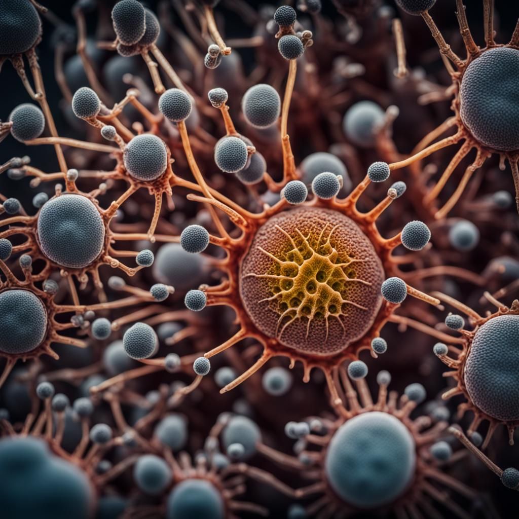 Microscopic View of Single-Celled Organisms in HDR