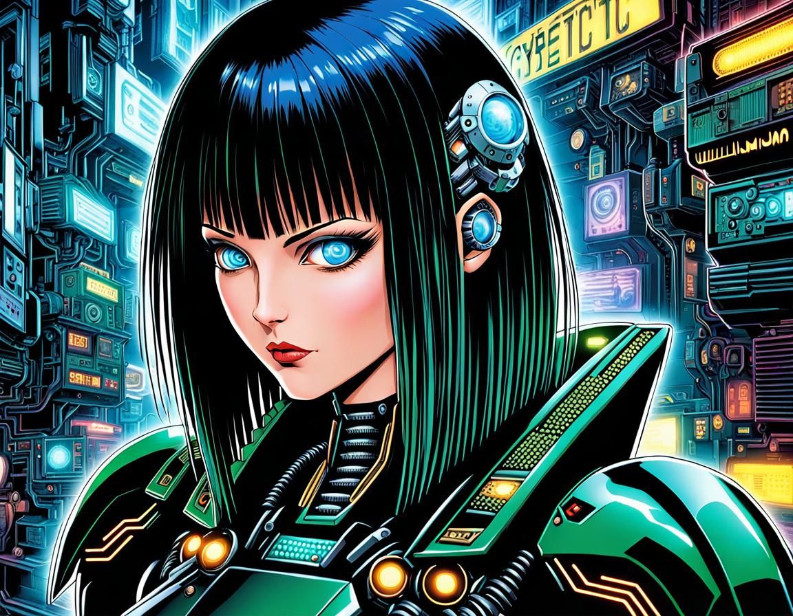 Cyberpunk Cyborg Bounty Hunter Portrait