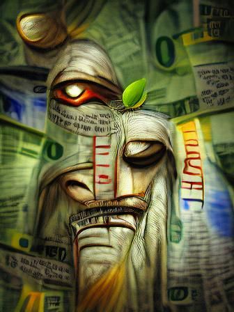 Stylized Caricature of Truth, Leadership, Money, People