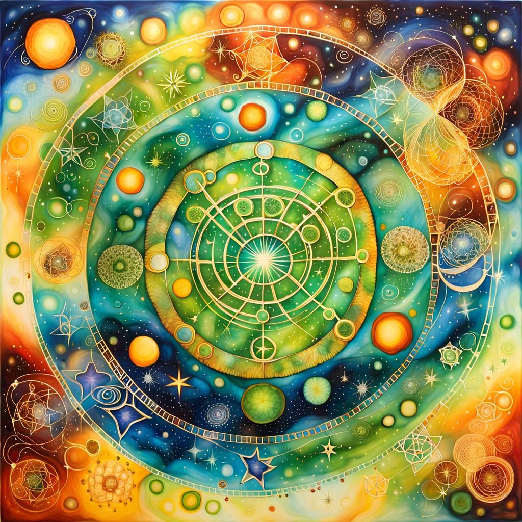 Glowing Stars Crop Circle in Alcohol Ink Style