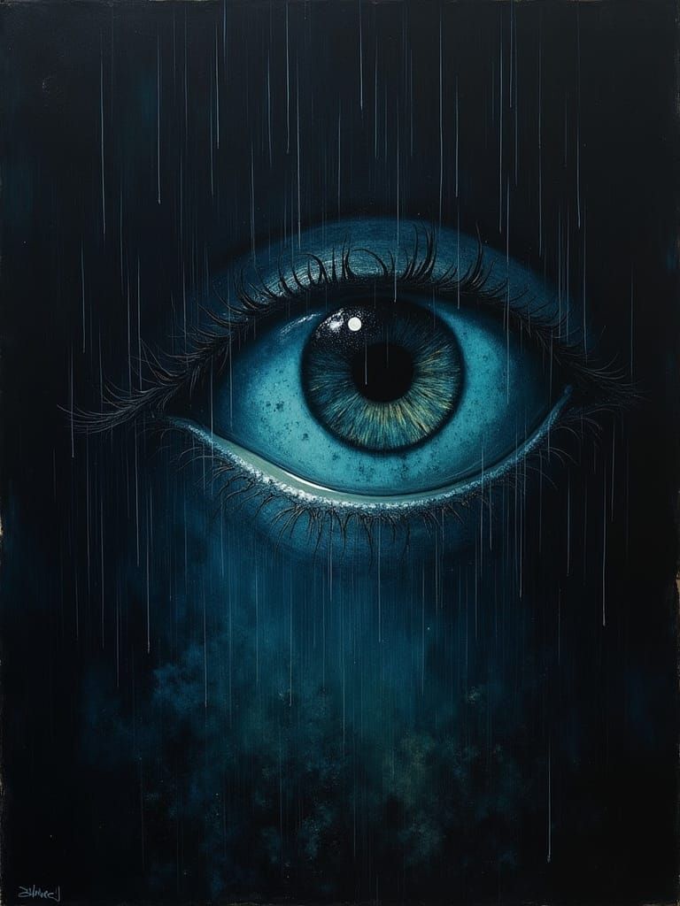 Blue Eyes Crying: A Surreal Gothic Portrait