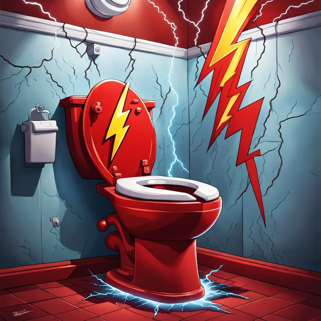 Flash Toilet Seat: Hyperrealistic Comic Book Art