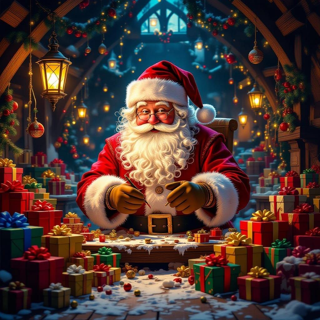 Santa's Magical Workshop in Epic Fantasy Style