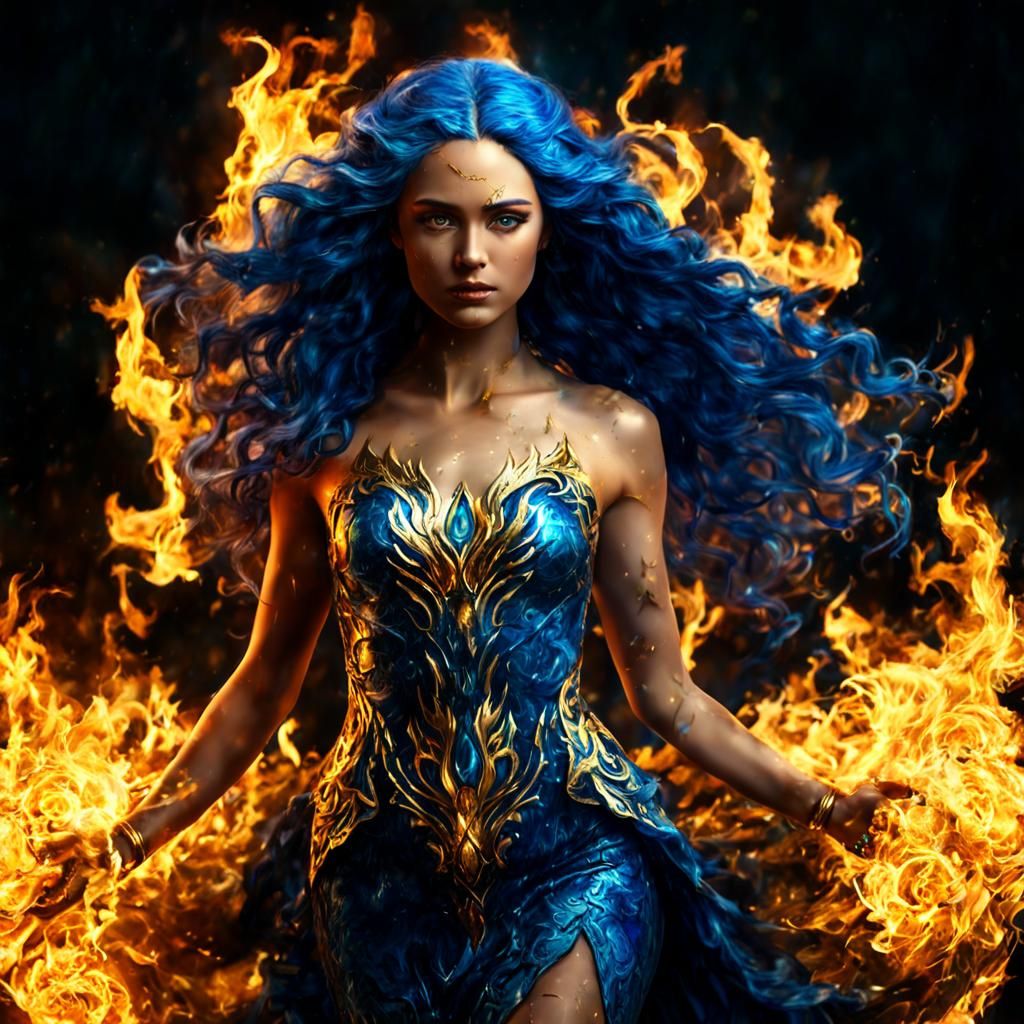 Voluptuous Fire Goddess in Ultra-Detailed 8k Portrait