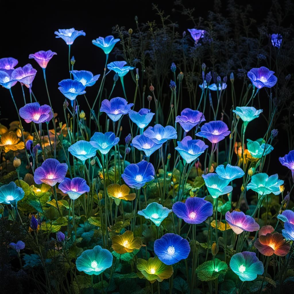 Glass Hibiscus Flower Garden in Hyperrealism