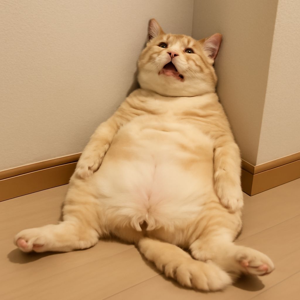 Cute Cat in Lazy, Humorous Posture