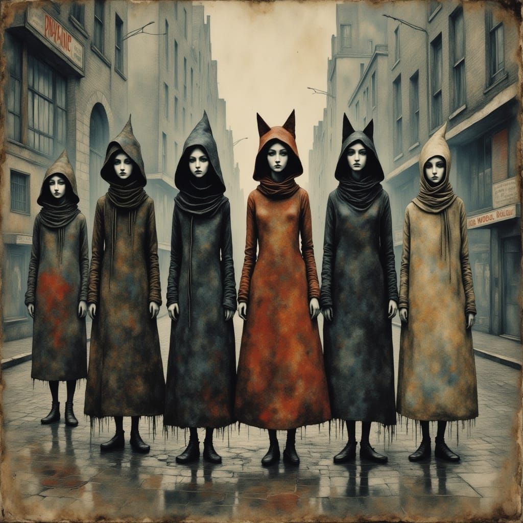 Surreal Townsfolk of Aesop with Drizzle Effect