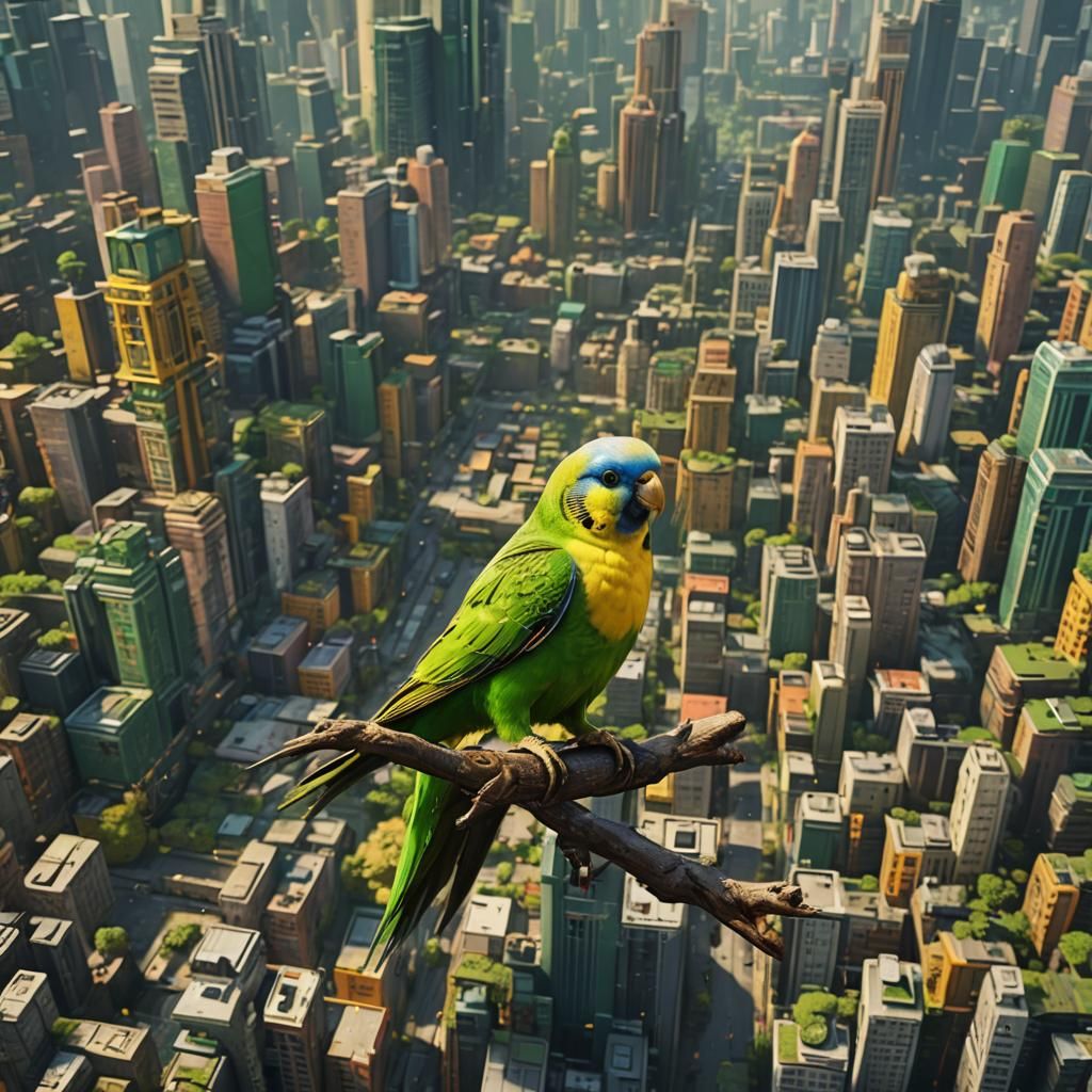 Superhero Budgie: Detailed Matte Painting in 8K