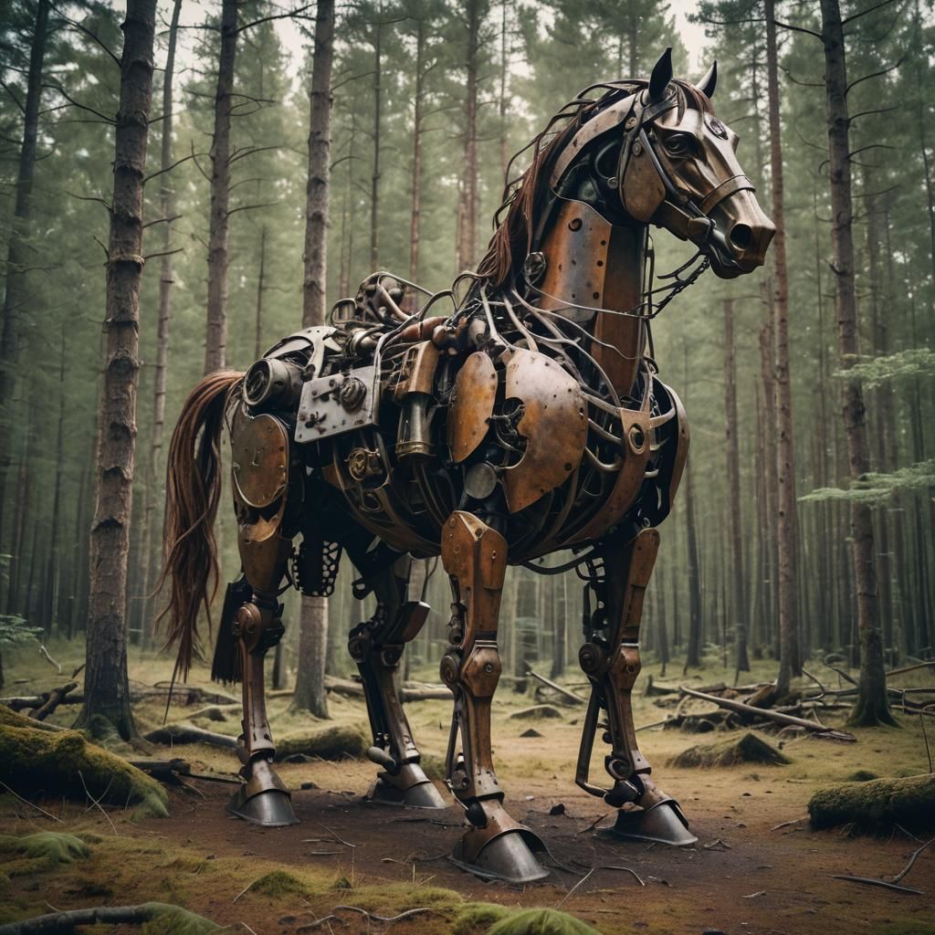 Steel Mechanical Horse in Swedish Forest