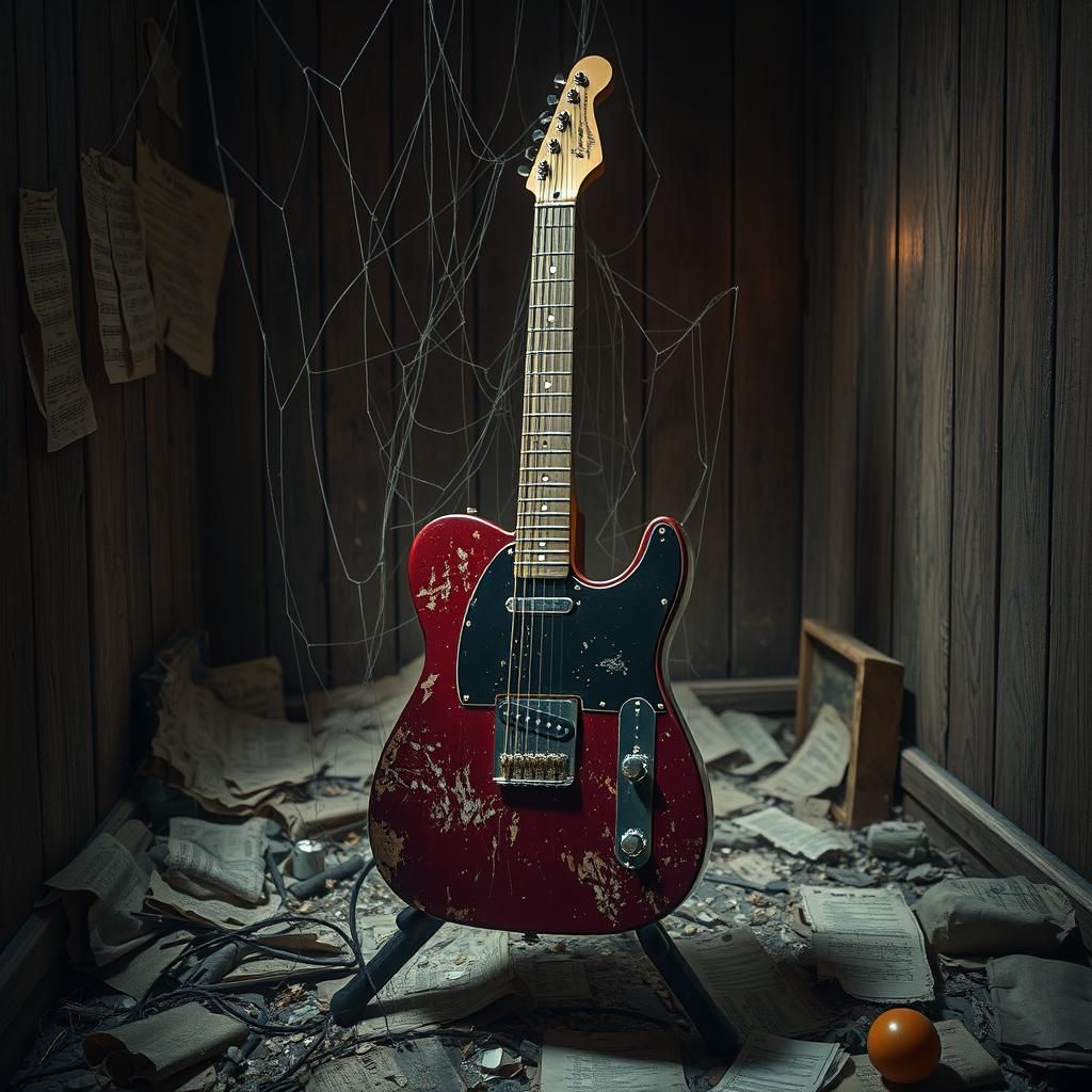 Weathered Telecaster Guitar in Forgotten Music Room
