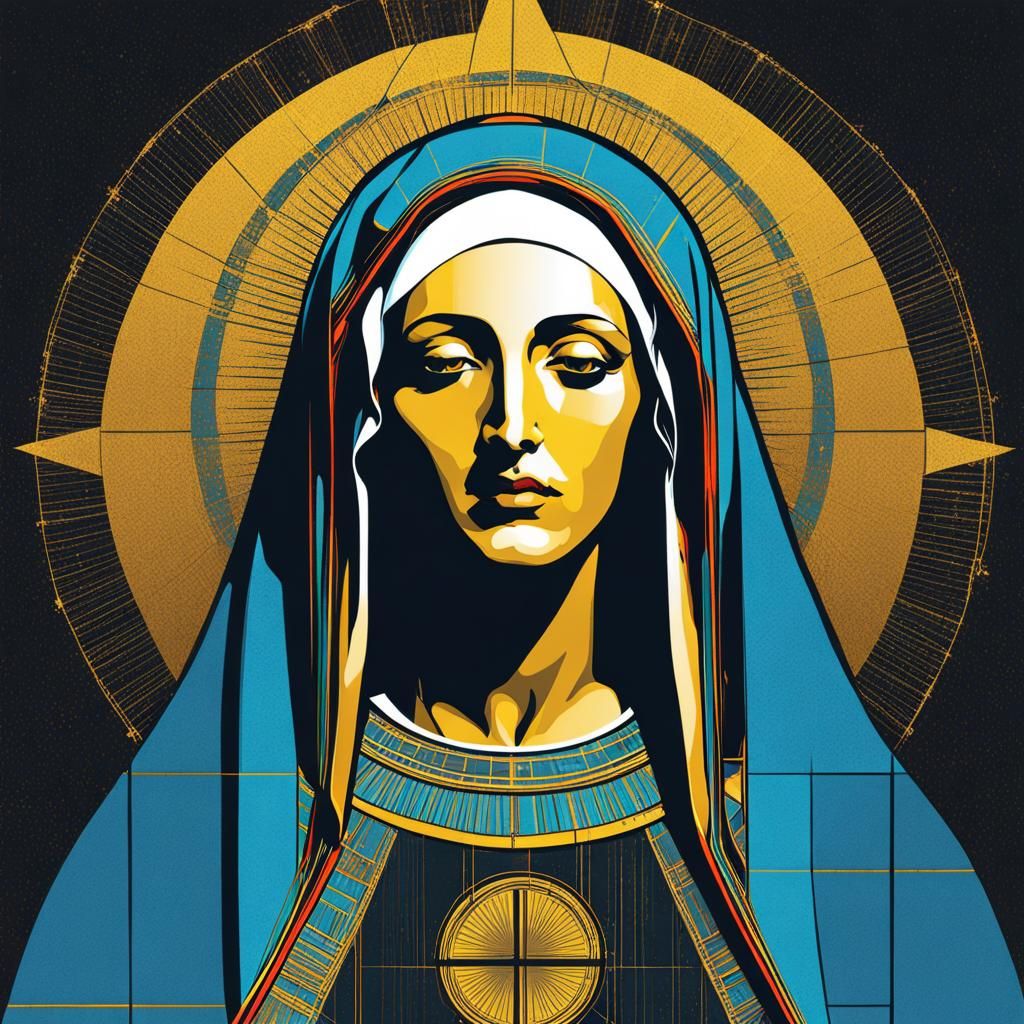 Holy Mary in Pop Art Style Screen Print