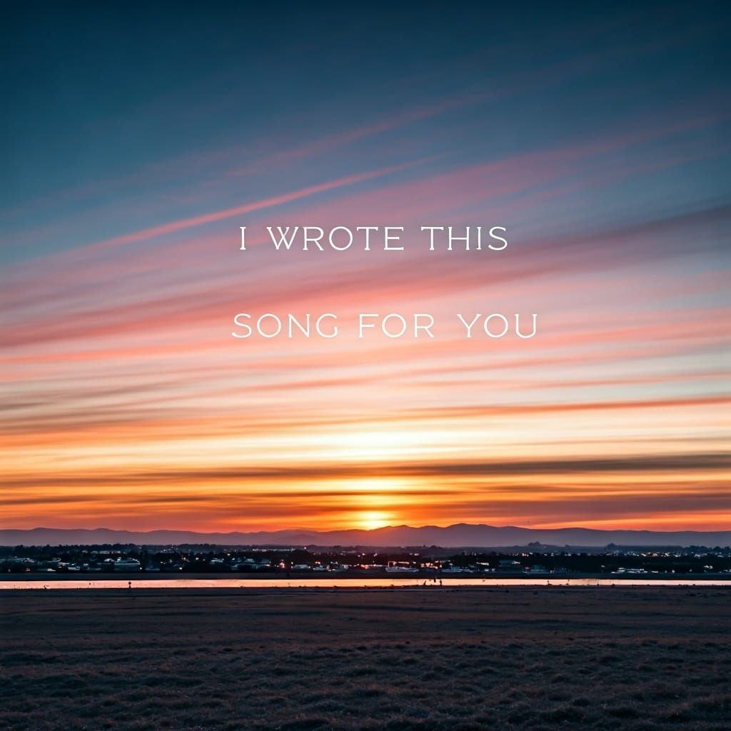 Serene Sunset with Sky Text, Hyperrealistic Digital Art