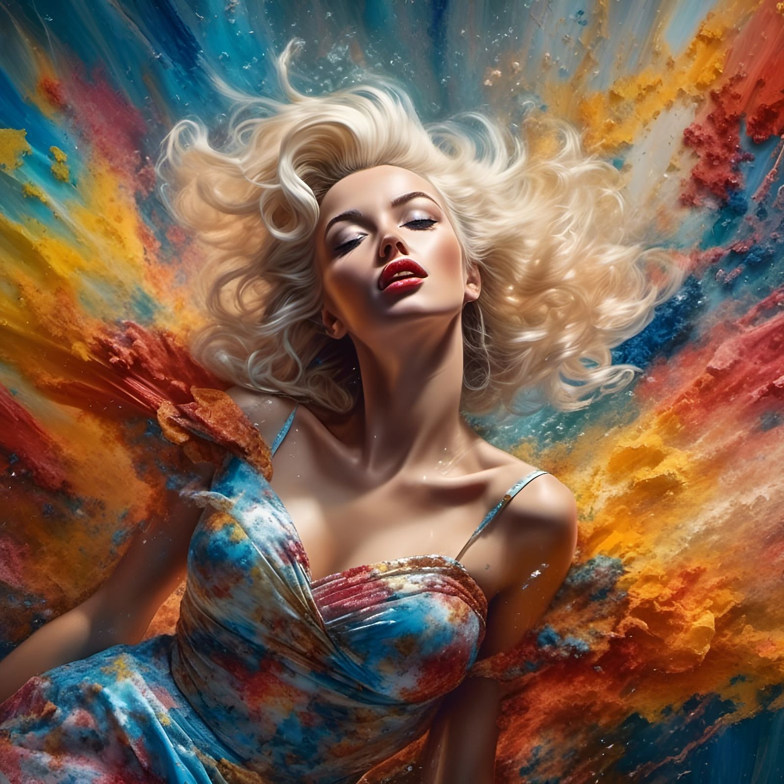 Hyperrealistic Marilyn Monroe Portrait with Blowing Dress