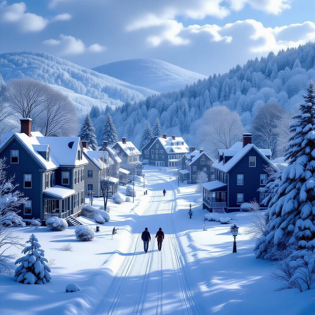 Epic Winter in Vermont Landscape Painting