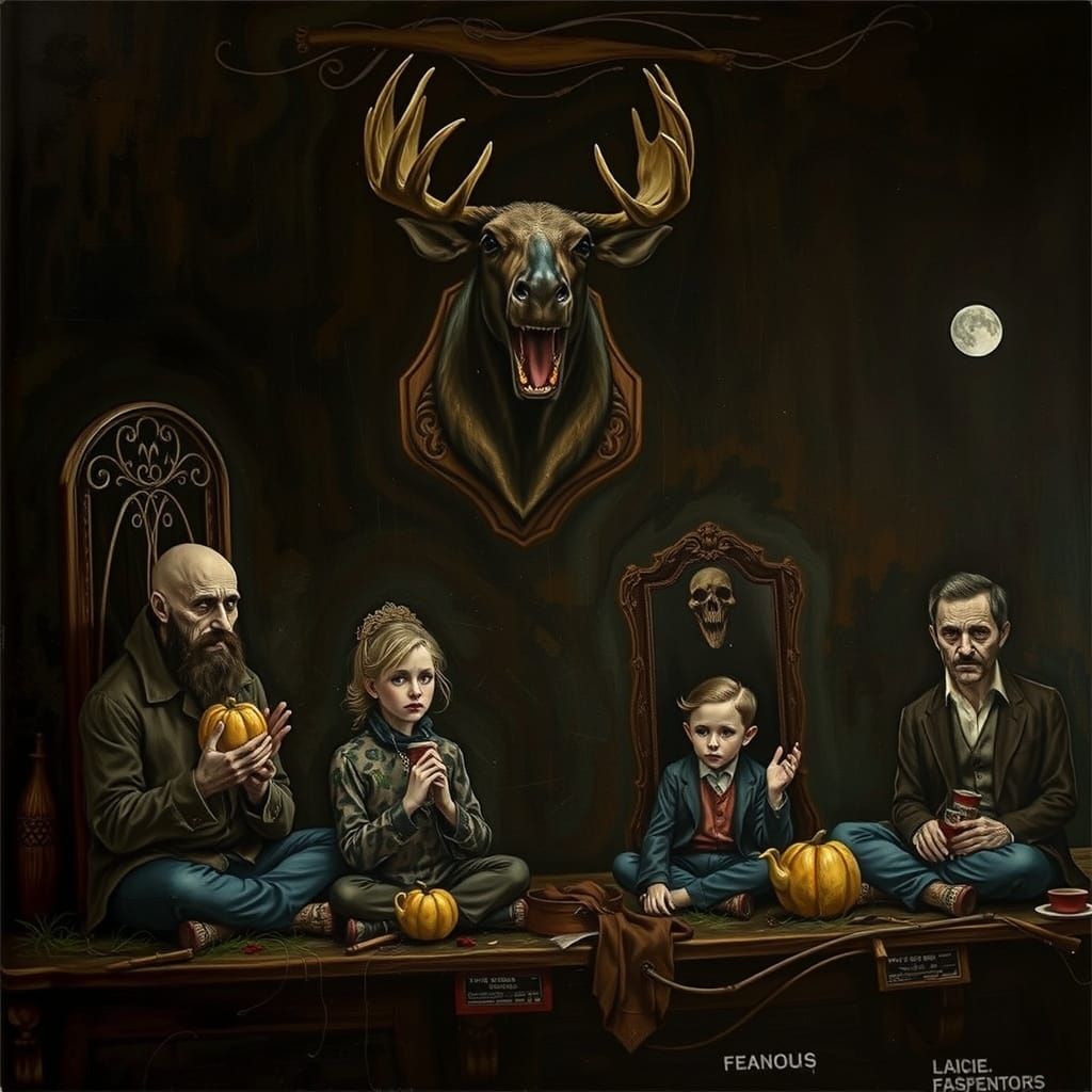 Surreal Family Portrait in Midnight Ambiance