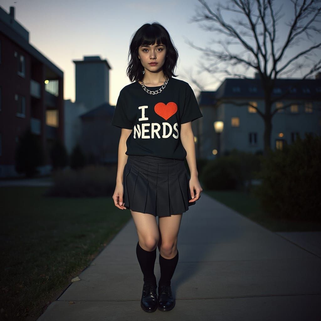 Punk Woman in Urban Park: Cinematic Portrait