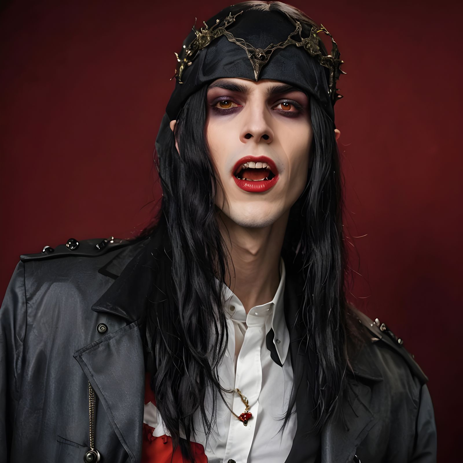 Dark Cyberpunk Vampire Entrepreneur in Gothic Business Attir...