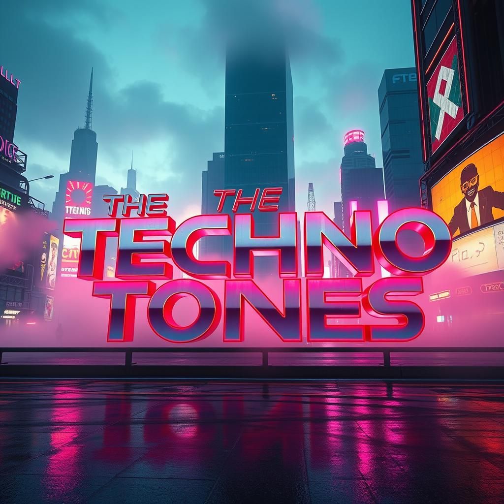 Futuristic Cyberpunk Cityscape Album Cover at Dusk