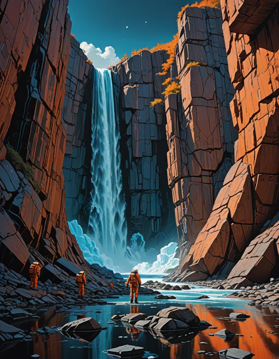 Hyper-Realistic Futuristic Landscape with Scientists and Hol...