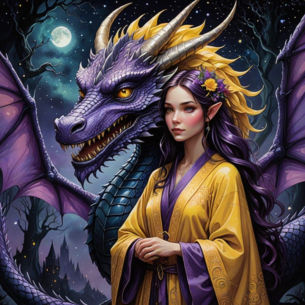 Mystical Dragon Tamer in Moonlit Whimsy