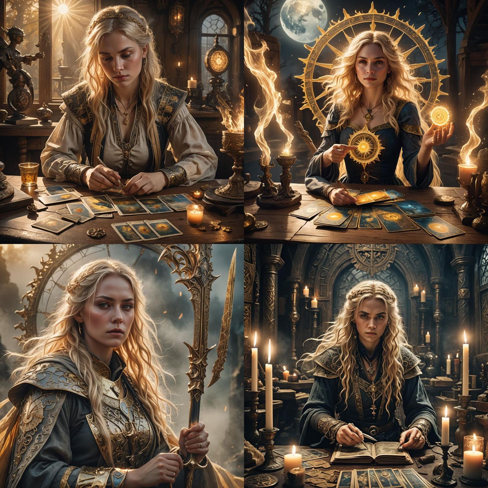 Sun Tarot Reader with Swords in Air