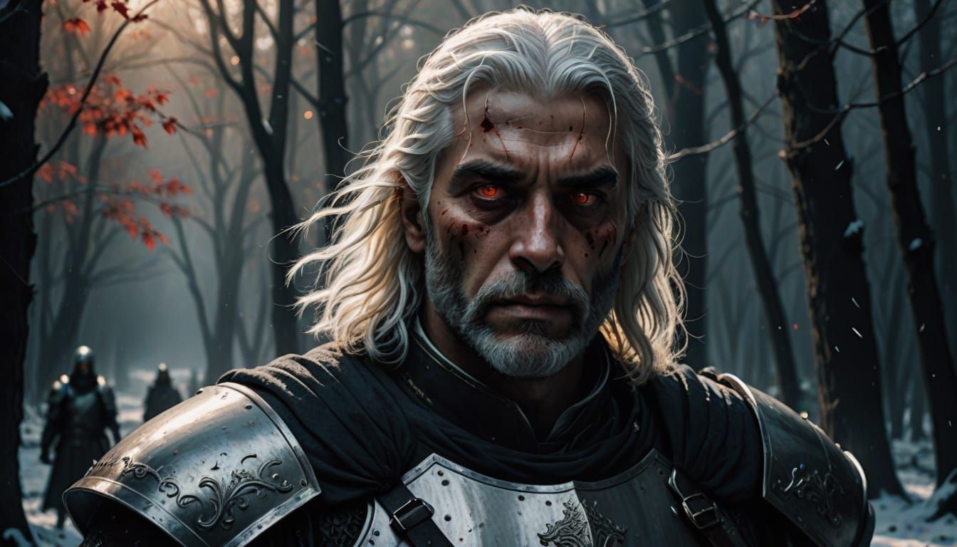 Cyberpunk-Style Portrait of a Fearless Knight