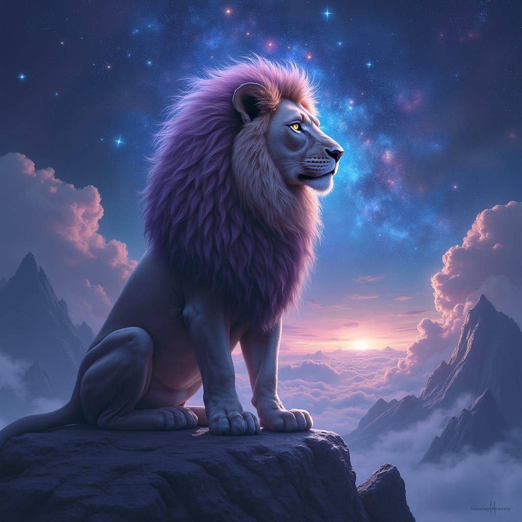 Lion in Cosmic Glory, Inspired by Artistic Masters